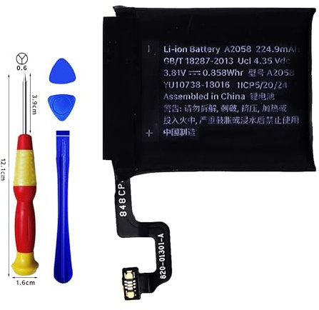 Vvuilsty Batería de repuesto A2058 para Watch Series 4 Gen 40 mm, batería recargable de 0 ciclos, compatible con Apple Watch Series 4 Gen 40 mm con kits de herramientas de reparación