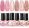 Modelones Nail Polish Set 6 Colors Spring Pink Nail Polish Quick Dry Nail Varnish Nude Pink Jelly Nail Polish Manicure DIY Nail Art Salon Home For Women