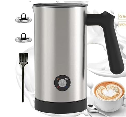 Casimhu 4 in 1 Milchaufschäumer Elektrisch, Automatische Heiß- und Kaltaufschäumer mit Tastensteuerung, Milchwärmer aus Edelstahl, Elektrischer Milchaufschäumer für Kaffee, Latte, Cappuccino (250ML)