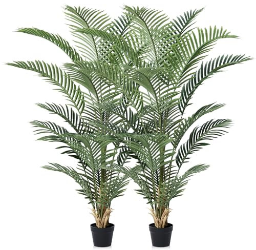 VeriNatural Künstliche Palme 150 cm - Kunstpflanze mit UV-Schutz,Fake Pflanze - Groß Deko Pflanze Perfekt für Innen Außen,Zimmerpflanze für Wohnzimmer, Balkon & Badezimmer 2Pack,VN125