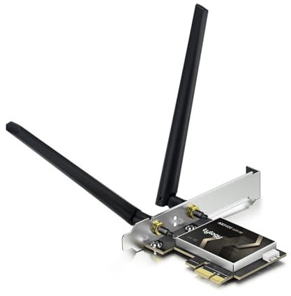 Tylogy WiFi 6E AXE5400 Mbps PCIe Card, Bluetooth 5.3, Tri-Band 6GHz/5GHz/2.4GHz, WPA3, Dual High-Gain Antenna, Realtek 8852CE 160MHz, Compatible with Windows 10/11