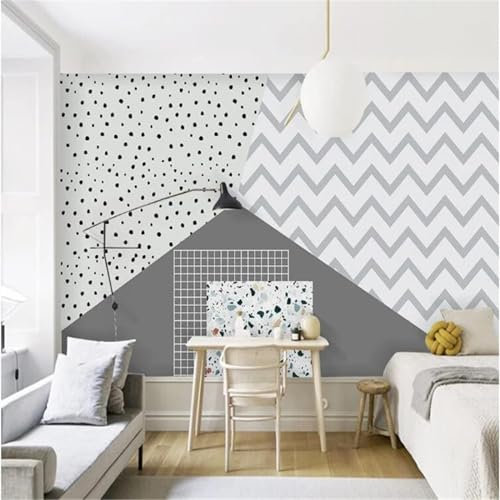 Tzxztt Abstrakte Geometrische Wellenlinien Moderne 3D Tapete Geprägte Seide Neutrale Töne Material Ideal Für Wohnzimmer Schlafzimmer-350cm×256cm