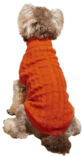 Hundepullover, Winter Warmer Hundepullover Rollkragen Strickpullover Hunde Pullover Weich Hundekleidung Hundepulli Hund Kleidung für Kleine Mittelgroße und Große Hunde und Katzen,Orange,XL
