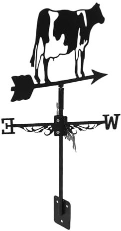 HEMOTON Kuh Wetterfahne Aus Eisen Windrichtungsanzeiger Für Dach Garten Und Terrasse Wetterfestes Dekoratives Zubehör Für Außenbereiche Hauswärmegeschenke