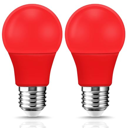 LED Rote Glühbirne 60W Äquivalent, A19 LED E26 Basis Rote Farbe Glühbirnen, 9W LED Glühbirne für Halloween, Weihnachtsdekoration, Party, Bars, Veranda Lichter, Ferienstimmung Beleuchtung, Packung 2
