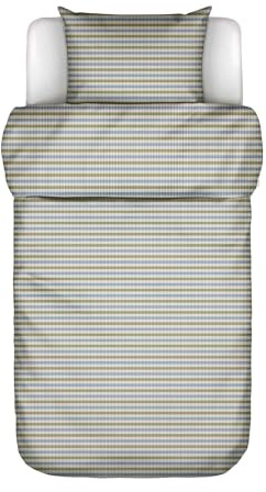 MARC O'POLO Bettwäsche Olle Denim Blue, 155x220 cm + 1x 80x80 cm - 100% Bio-Baumwollflanell - Karo Muster