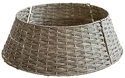 Stylebest Weihnachtsbaum-Kragen-Rock, Nordische Retro-Dekoration-Basis, Rattan-Wicker-Xmas-Baum-Kragen-Korb-Ring-Basis-Stand-Abdeckung für Weihnachts Dekoration (Gray/Big)