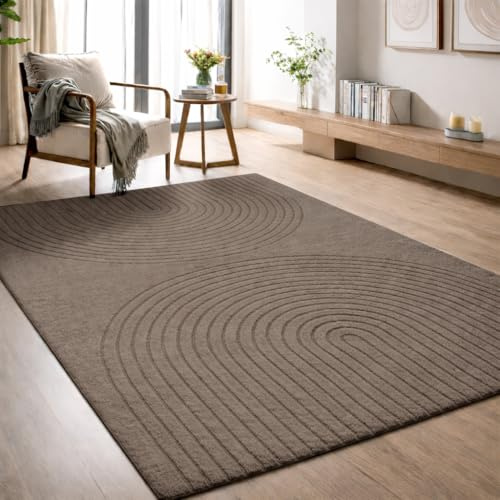 the carpet Elisa moderner Wohnzimmer Teppich, geometrisches Design, hohe Flordichte und angenehm weich, Braun, 120 x 160 cm