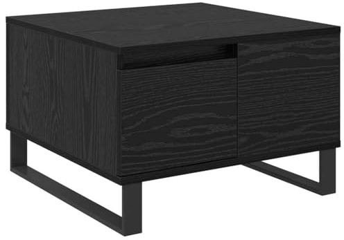 vidaXL Couchtisch Schwarz Eichen-Optik 55 x 55 x 36,5 cm Holzwerkstoff, Moderner Wohnraum, robuster Couchtisch, Akzent, niedrig mit Regalen, stylisches Möbel, funktionales Design