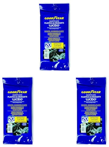 Goodyear Lingettes de Nettoyage pour Intérieur de Voiture, Pou Plastiques et Tableaux de Bord Brillants (Lot de 3)
