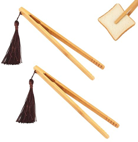 Bamboo Toast Tongs, Wooden Toast Tongs with Magnetic End, Heat Resistant Toaster Tongs for Hot Bread, Eco Friendly Toast Grabber for Toaster, Kitchen Utensil for Toast, Bacon & Fruit (2)