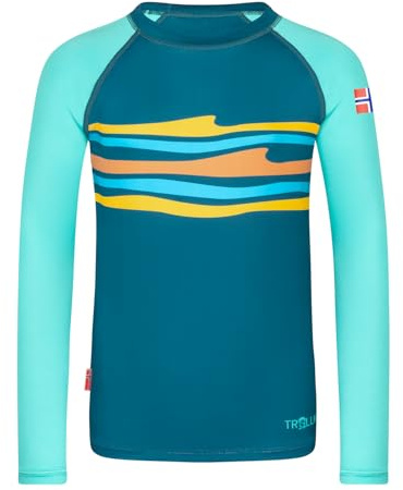 Trollkids Kids Haukland Shirt 164, Glow Blue/Navy