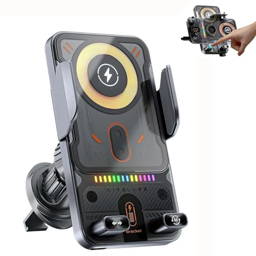 2026 Nuovo Cool Car Wireless Fast Charging Holder 15W Auto-Bloccaggio Wireless Car Charger Mount con 90 ° Rotante, Caricabatteria Auto per Smartphone, Sensore Intelligente Accessori per Presa Aria