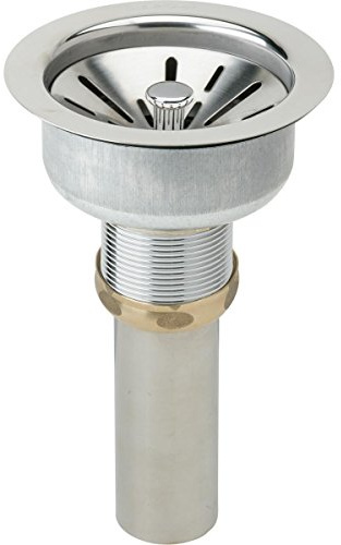 Elkay LK335 3-1/2 Drain Fitting with Type 316 Stainless Steel Body, Strainer Basket with Rubber Seal, and Tailpiece