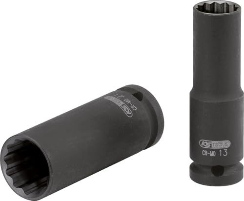 KS Tools 515.0945 1/2 Llave de vaso de impacto de 12 cantos, larga, 13 mm