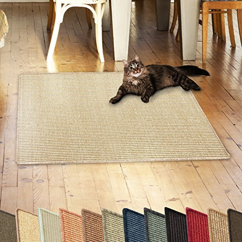casa pura Katzen Kratzmatte aus Natur Sisal Kratzteppich Kratzmöglichkeiten für Katzen Kratzmöbel für Wand oder Boden - robust & waschba 50x50 cm Ivory/Creme