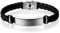 JewelryWe Schmuck Personalisierte Herren Damen Geflochten Leder Armband Armreif mit Edelstahl-Schild Lederarmband schwarz Gravur