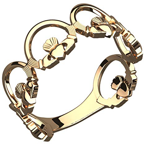 GWG Jewellery Ring 18K vergoldete Sterlingsilber Kette aus Claddagh Ringen – 5 in Geschenkbox für Frauen