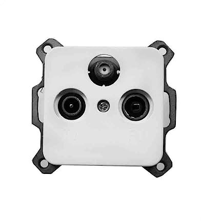 EDM 65309 Toma Tv y Fm y Sat Empotrar, Blanco, 7 × 5.5 Cm