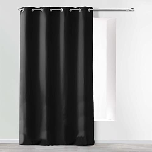 douceur d'intérieur, Rideau à Oeillets (140 x 280 cm) Absolu Noir, Microfibre
