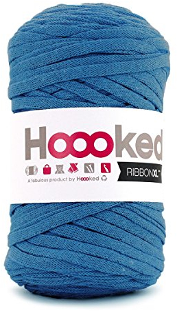 Hoooked Ribbon XL Häkel- und Strickgarn Farbwahl blau grau reflektierende Elemente