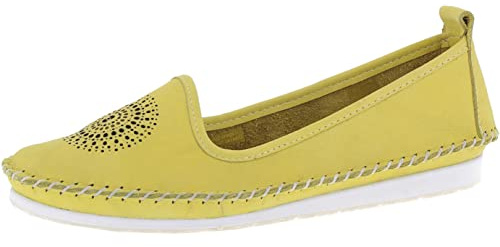 Andrea Conti 0023410 Damen Slipper Ballerina Mokassins Leder, Größe:42 EU, Farbe:Gelb