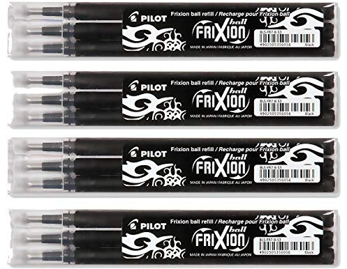 Pilot Frixion Rollerball Pen Refills (Pack of 12, 4 x 3 Black)