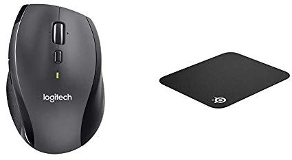 Logitech - Marathon Mouse M705 - souris sans fil USB - laser - Unifiying - argent & SteelSeries QcK Mini - Tapis de souris Gaming - 250mm x 210mm x 2mm - Tissu - Base en gomme - Noir