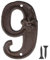 Vandicka Numero Civico in Ghisa 9, Numero Porta Esterno, Numero Indirizzo - Finitura Marrone Ruggine in Stile Country con Goffratura Fleur de Lis, Viti Abbinate Incluse, Altezza 117 mm