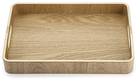 SUMTREE Wood Decorative Wooden Serving Organizer Breakfast Dinner Food Bed Tray for Living Room Bathroom Kitchen Coffee Table Countertop (Rectangle,33 * 22CM)
