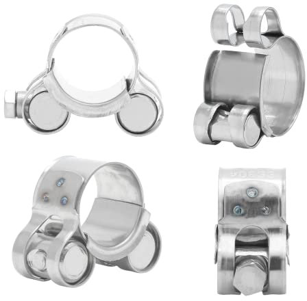 Rierdge 4 Stück 23–25 mm Edelstahl-T-Bolzschellen, robuste T-Schlauchschelle für Turbo-Ansaugladeluftkühler usw.