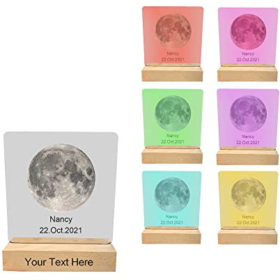 Personalisierte Mondlampe mit Mondphase und Text, personalisiert mit Ihrem Geburtsmond und Namen LED-Licht-Tischlampe für Geburtstag, Jubiläum, Muttertagsgeschenke