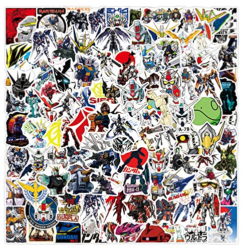 Anime Gundam Robot Sticker Pack 100pcs, Vinyl Anime Sticker Decals for Water Bottles Laptop Skateboard Notebook, Gift for Adults Kids Teens