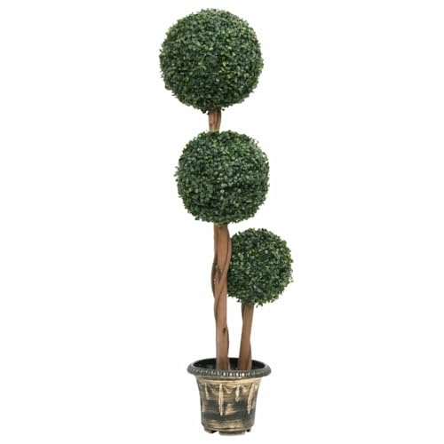 vidaXL Künstlicher Buchsbaum mit Topf Kugelform Kunstpflanze Kunstbaum Zimmerpflanze Dekopflanze Grünpflanze Künstliche Pflanze Deko Grün 119cm