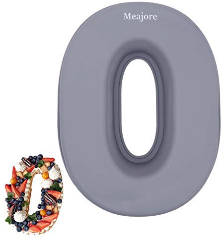 Meajore Kuchenform Zahlen, 25 cm Silikon Zahlenbackform Antihaftend – Backform Zahlen 0 für Number Cakes & Geburtstagskuchen