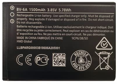 [TY BETTERY] Akku kompatibel mit BV-6A Con Nokia 8110 4G (2017) / Nokia 2720 FLIP/Nokia 3060 / Nokia C5-03