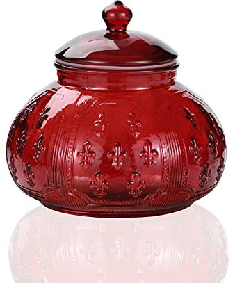 G Keks- und Süßigkeitengläser im Vintage-Stil, mit luftdichtem Deckel, für Lebensmittelaufbewahrung, Haushalt, Rot (MD 14,5 cm x H 13,5 cm)