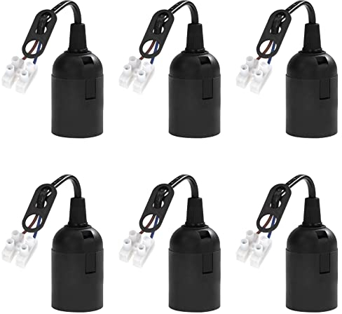 E27 Fassung E27 Ersatzfassung Sockel Lampenfassung mit Kabel Renovierfassung Baustellenfassung 4A 250V max. 60 Watt 6 Stück