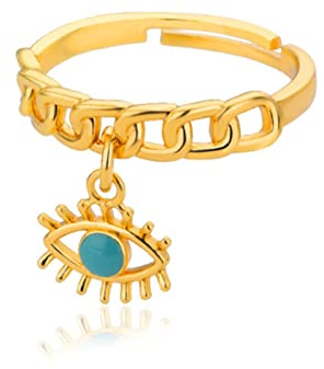 MAYIYAHO Opal Evil Eye Ringe für Frauen Einstellbare Edelstahl Gold Farbe Fingerring Vintage Boho Schmuck Weihnachtsgeschenke Anillos