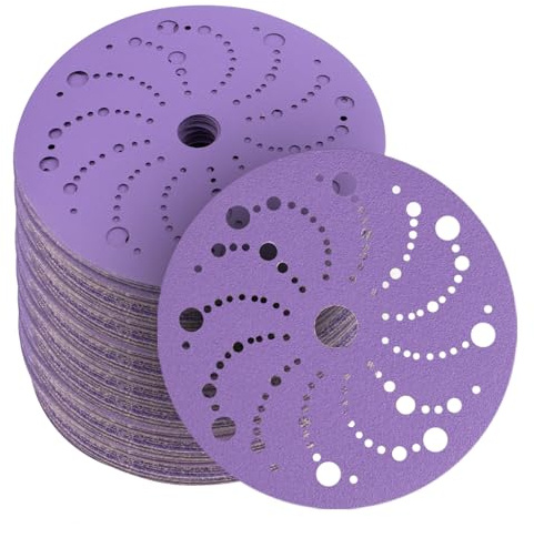 FASTPLUS 40 Grit 150mm Sanding Discs Hook & Loop Multi Hole Dust Free Disc | 6 Inch 50 Pack Hook & Loop Sandpaper for Auto Body Wood Metal Finishing Long Lasting Durable