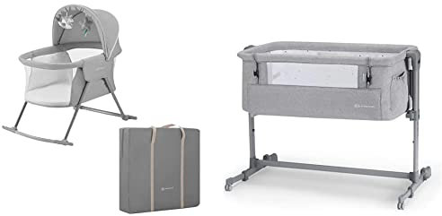 KINDERKRAFT LOVI Lit bébé 3 en 1, Berceau bébé, Lit Parapluie, avec Matelas Sac de Transport, 2 Jouets Doux Inclus, Gris & Neste UP Lit bébé cododo, Lit Bebe avec Matelas de la Naissance, Gris Clair