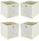 KingSaid 4er Aufbewahrungsbox 32x32x32cm Faltbox Mit Fingerloch Faltbar Würfelform Vliesstoff Und Karton Aufbewahrungskorb Für Regale Schrank Organizer Kleiderschrank Aufbewahrungsboxen Beige