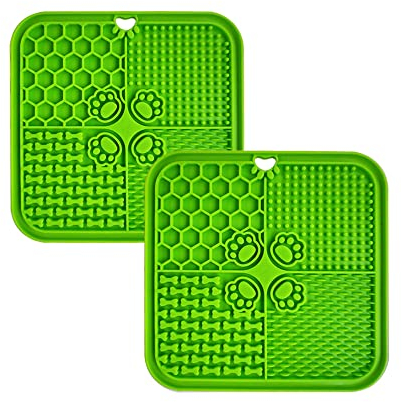 MacroHu 1x Leckmatte Hund Slow Feeder für Haustiere Hunde Futtermatten Schleckmatte Katzen Futtermatte aus Silikon Langsam Fütterer Napfunterlage für Hunde Hund Lick Pad Katzenleckmatte - Grün