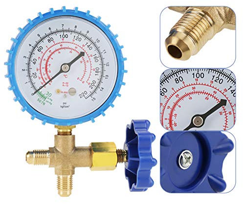 Yusat R410A Recharge de réfrigérant, 14 x 10 x 6 cm, pour climatisation, de réfrigérant, manomètre, manomètre, convient pour R410A, R22, R134A, R404A
