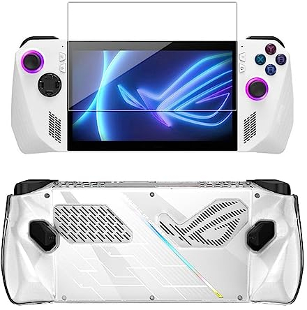 NUHFUFA Schutzhülle mit gehärtetem Film Kompatibel mit ASUS ROG Ally 7-Zoll-Gaming-Handheld, All-in-one TPU Weiches Silikon Anti-Kratzer