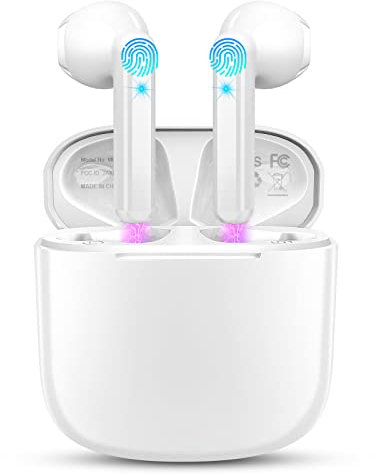 Cuffie Bluetooth, Auricolari Bluetooth 5.3, Cuffie Wireless In Ear con 4 ENC HD Mic, Cuffiette Bluetooth Riduzione Rumore Cuffie Senza Fili Stereo HiFi, 3g Ultra Leggero, Touch Control USB-C Bianco