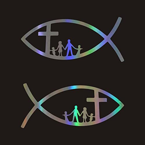 AeRko 2X Autoaufkleber 3D Aufkleber Jesus Fisch Christlicher Aufkleber Auto Motorräder Dekoration Reflektierendes Auto Styling Benutzerdefinierter Aufkleber (Farbe: E, Größe: 15 cm)