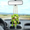 Kunyeah Crochet Hanging Plant for Car Cute Potted Plants Crochet Decor Car Mirror Hanging Accessories Rear View Ornament Hanging Boho Handmade Knitted Pendant (White)
