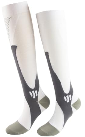 Minasa Kompressionsstrümpfe für schmerzfreie Beine & Füße, Kompressionsstrümpfe für Damen und Herren, Winter Compression Socks, für Sport, Radsport, Fitness etc (Weiß, L/XL)