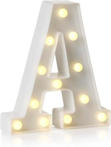 anso LED Alphabet Letter & Number Light Sign Decorations Lamp for Home Birthday Party Event Night Lights 22cm (A)